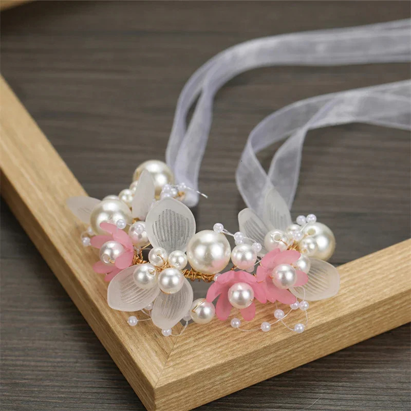 Spring Bohemian Girl Bridal Pearl Hair Headwear Wreath Bridal Wreath Headband Hair Jewelry Childrens Gift 241018