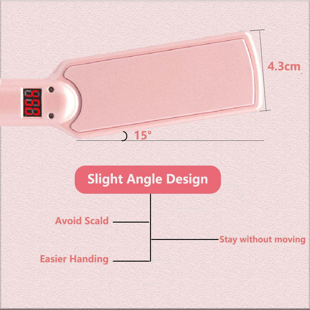 RUCHA professional straightener wide plate flat iron fast heating LCD display PTC treatment hair iron and brush 241018
