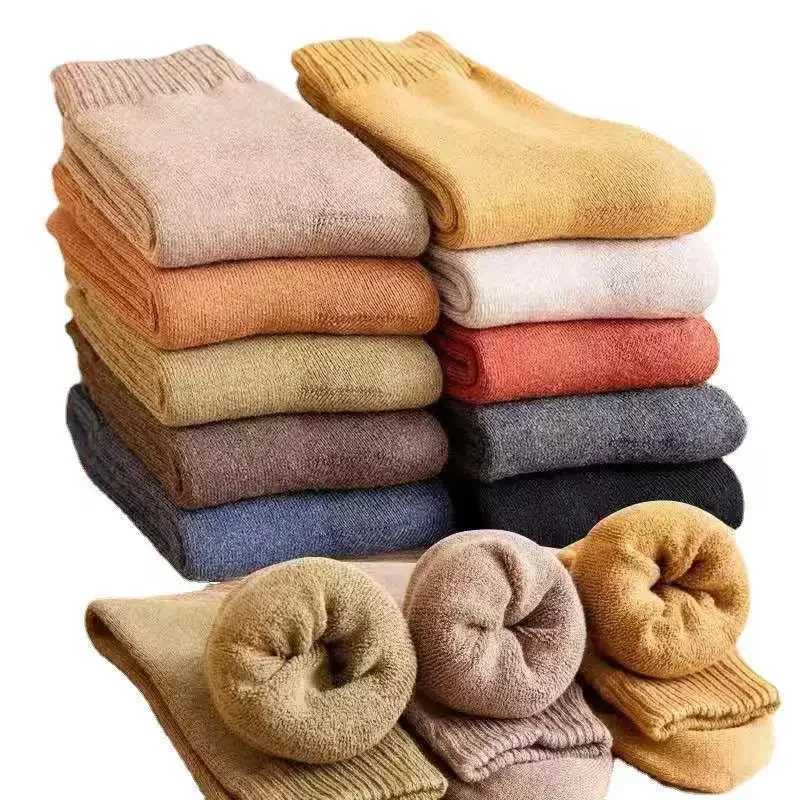 10Pairs Winter Warm Mens Socks Wool Male Women Socks Super Thicker Solid Merino Wool Socks Against Cold Snow TerryXJ241019