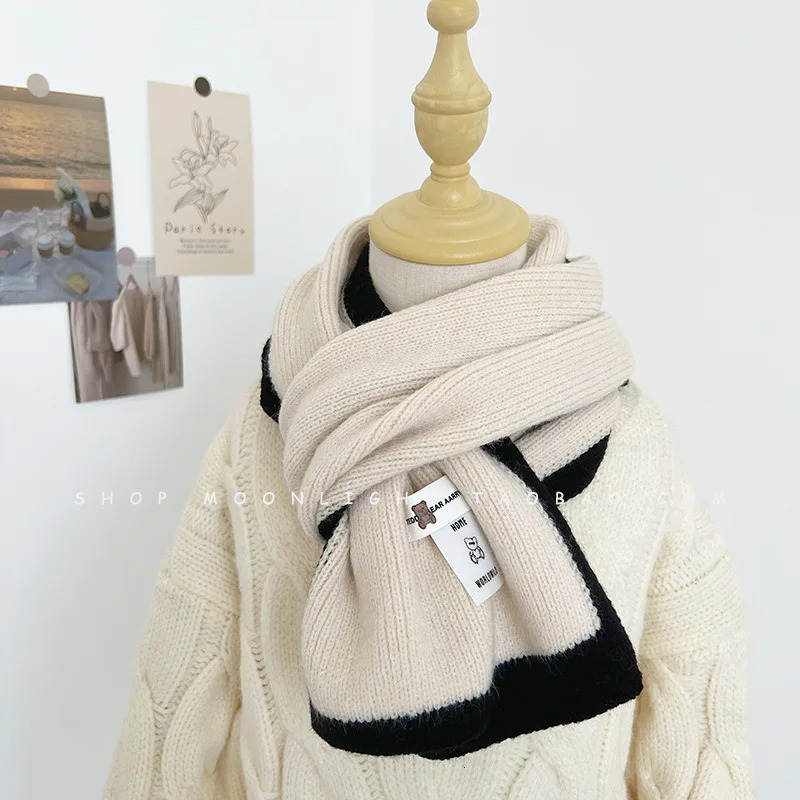 Childrens warm scarf fashionable childrens knitted scarf autumn and winter warm mens and womens baby windproof baby scarf set 241019