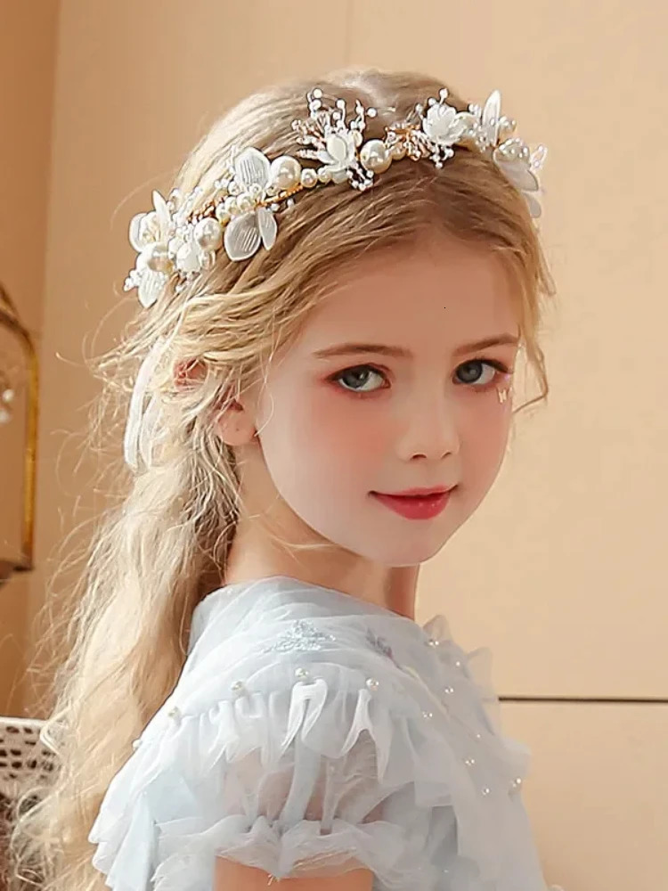 Spring Bohemian Girl Bridal Pearl Hair Headwear Wreath Bridal Wreath Headband Hair Jewelry Childrens Gift 241018