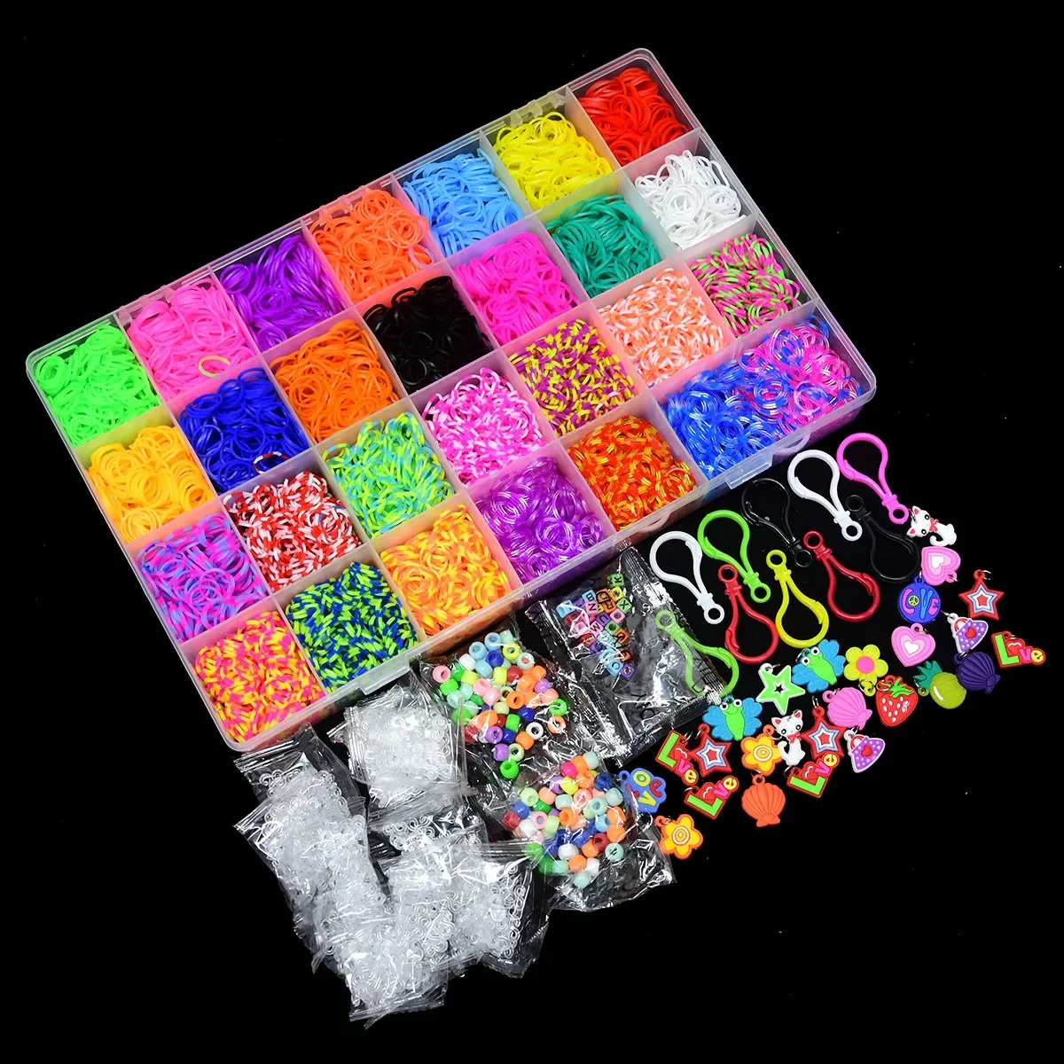 10000pcs rubber weaving machine with bracelet set and bead set used for DIY elastic bracelet craftsmanship jewelry making creative knitting accessorie
