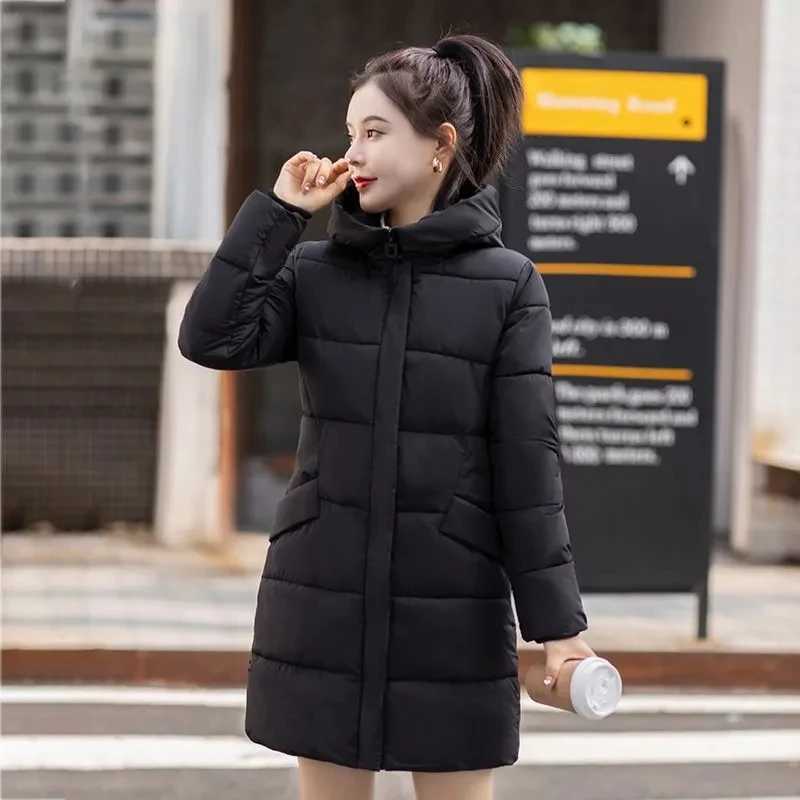 Womens Winter Thickened Jackets Heavy-Weight Coats Hooded Quilted Jacket Long Fitted Parka with Pockets Women down cotton coatX241019