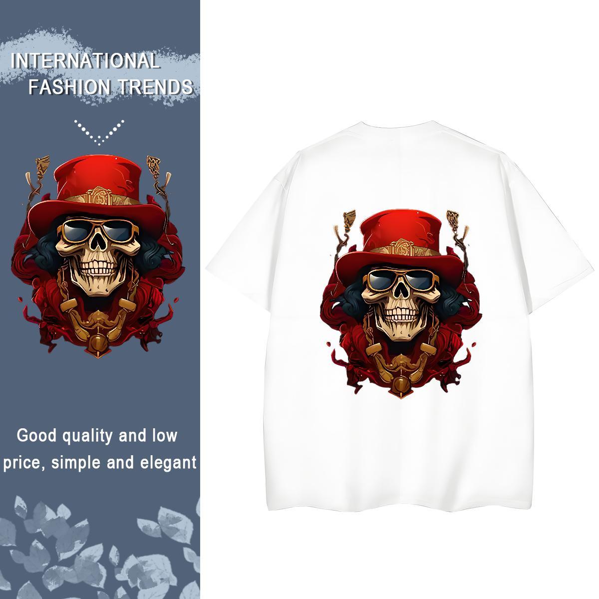 DIY T Shirt For Woman 100% Cotton 230g Crew Neck Daily Outfit skull Couples T Shirts Nice DIY Logo Clothes Shirt