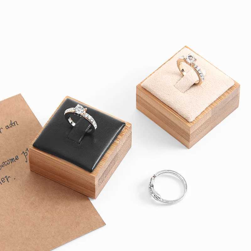 Wooden ring display stand ring organizer jewelry stand jewelry display props jewelry box packaging leather and velvet box W241019