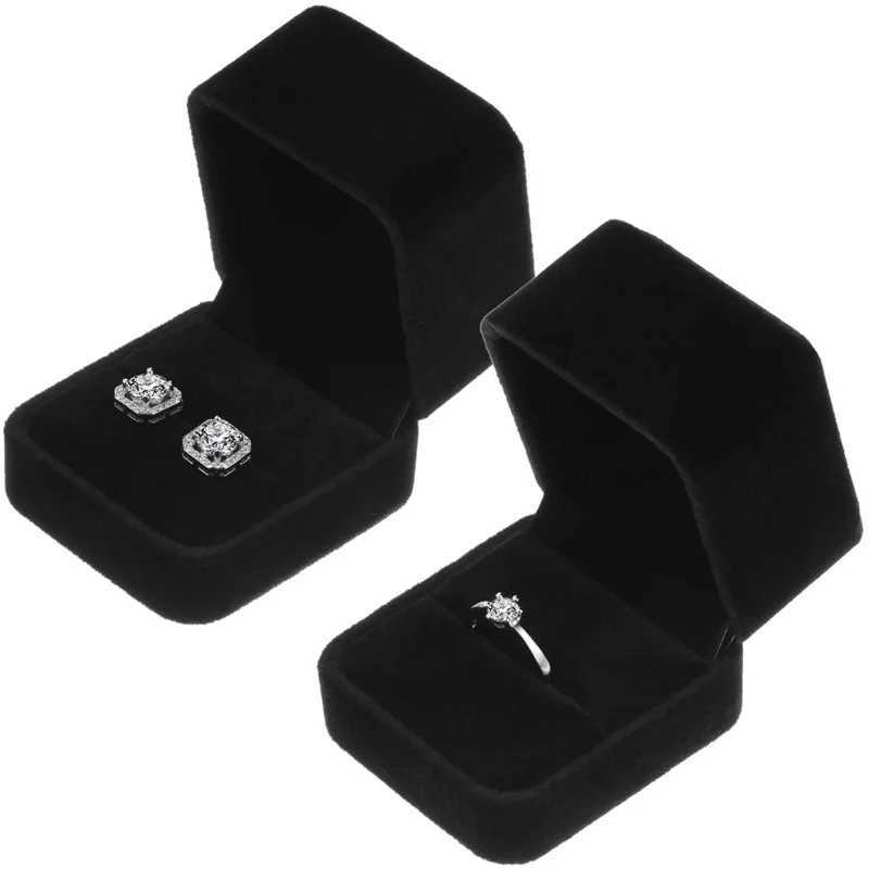 Velvet rings earrings box holders for weddings and engagements birthday jewelry gift boxes storage organizer packaging materials W241019