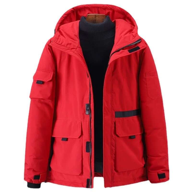 ZOZOWANG 2024 Winter Thick 90% White Duck Down Jacket Hooded Military Style Multi-Pockets Casual Men's Outwear