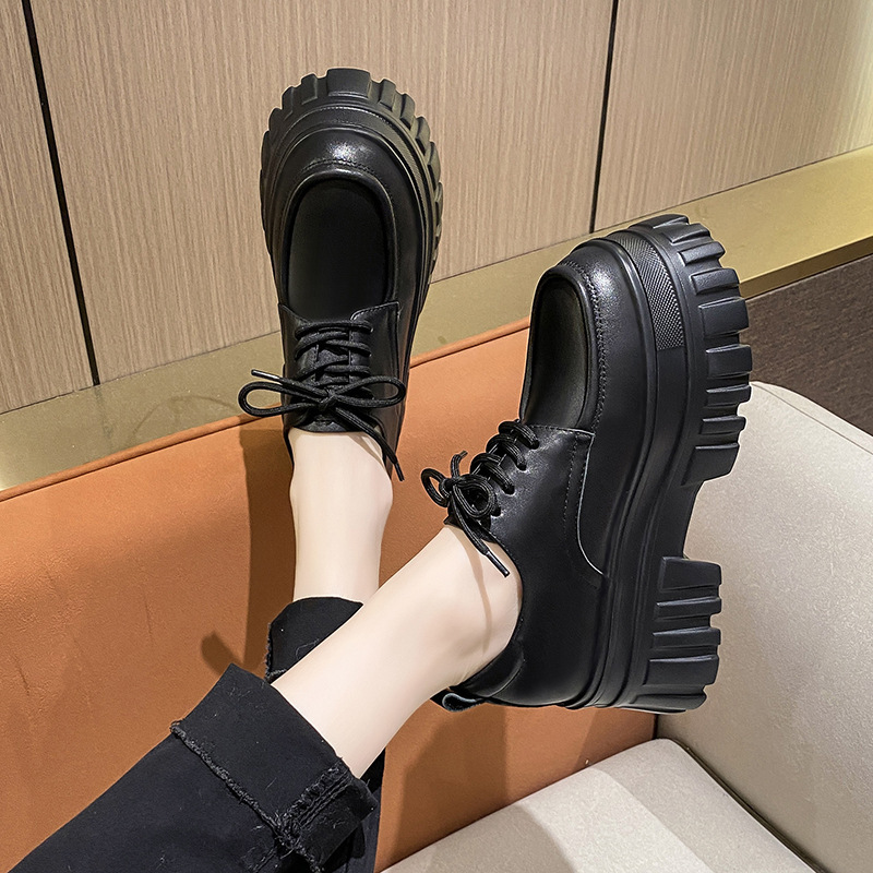 Inner height increased loafers for women, spring 2024 new item, sponge sole, lightweight, small, thick sole, British style small leather shoes