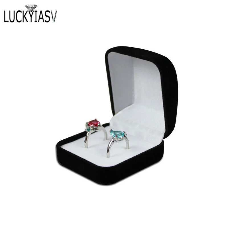 Velvet Pavilion Box Ring Box Jewelry Organizer Double Ring Box Jewelry Box Wedding Gift Box Joyeros Organizer De Joyas W241019