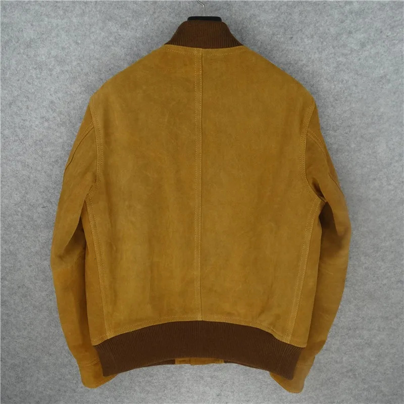 Classic Men Genuine Leather Jacket Casual Mens Pilot Style Warm Real Cow Suede Bomber Coats Winter 241018