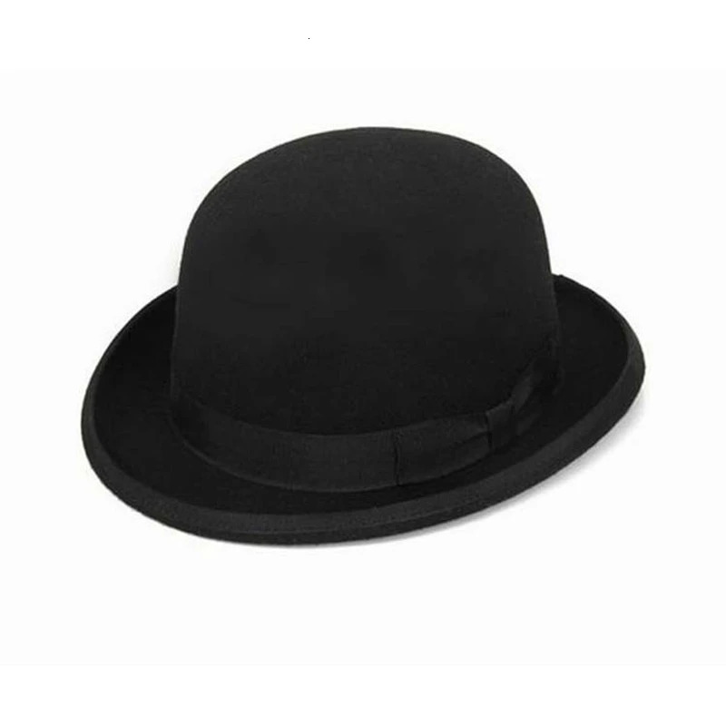 Wool bowling hat luxury felt Billycock hat men with rolling waistband trimmed lace hat 241018