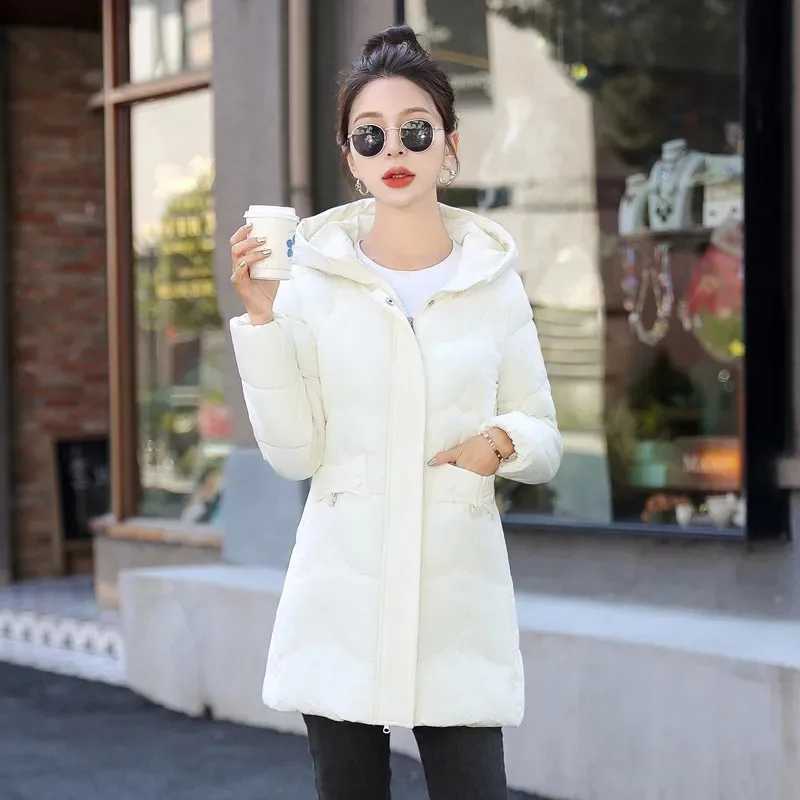 Down Cotton-padded Jacket Womens Wear 2025 Winter New Female Long Coat Hooded Slim Jacket Padded Warm Cotton Padded CoatX241019