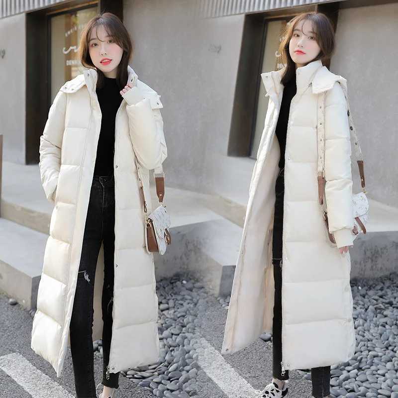 Womens Down Padded Jacket 2021 New Thick Korean version Parka Extra long Jackets Solid Winter Jacket Women Coats Female OutwearX241019