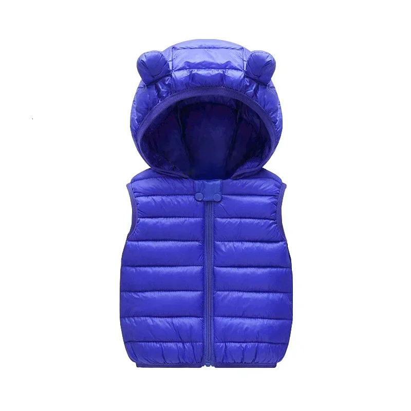 Baby Boys Girls Warm Down Vest Autumn Winter Cotton Waistcoat With Ears Kids Outerwear Children Clothing Hooded Jacket Vests 241018