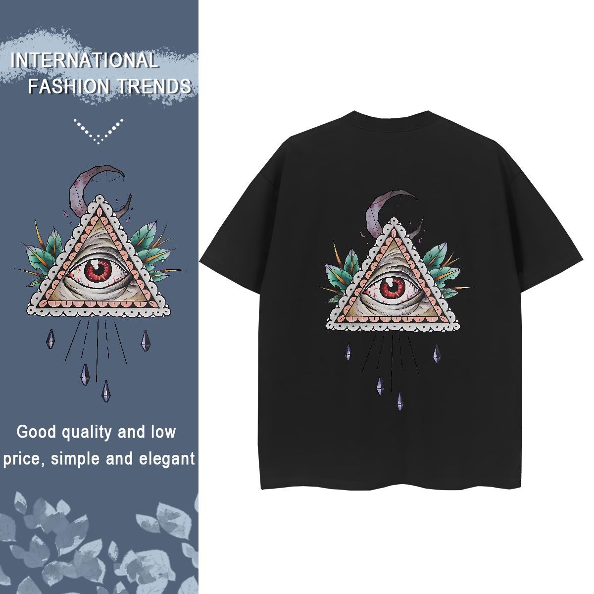Brand T-Shirts 100% Cotton 230g Short sleeve Soft Street Casual eye of the devil Women Tees Wholesale DIY Printed Wear