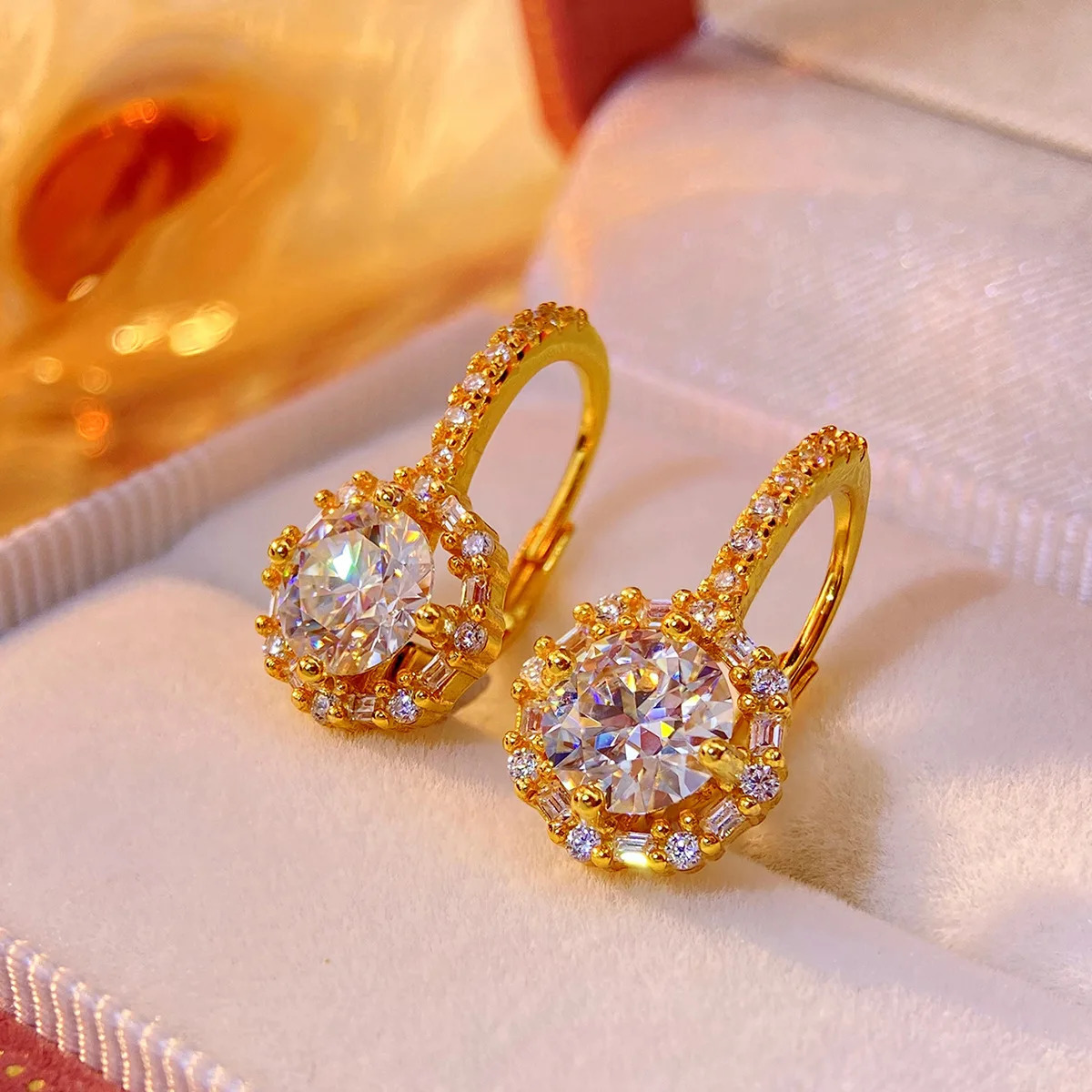 HORRIPAL 1CTTW D VVS1 Ring Earrings S925 Pure Silver Womens Sparkling Diamond Jewelry GRA Passed Tester 241018