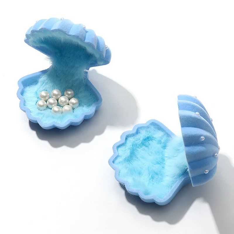 Spot Velvet Shell jewelry box earring necklace box Korean version pearl jewelry box W241019