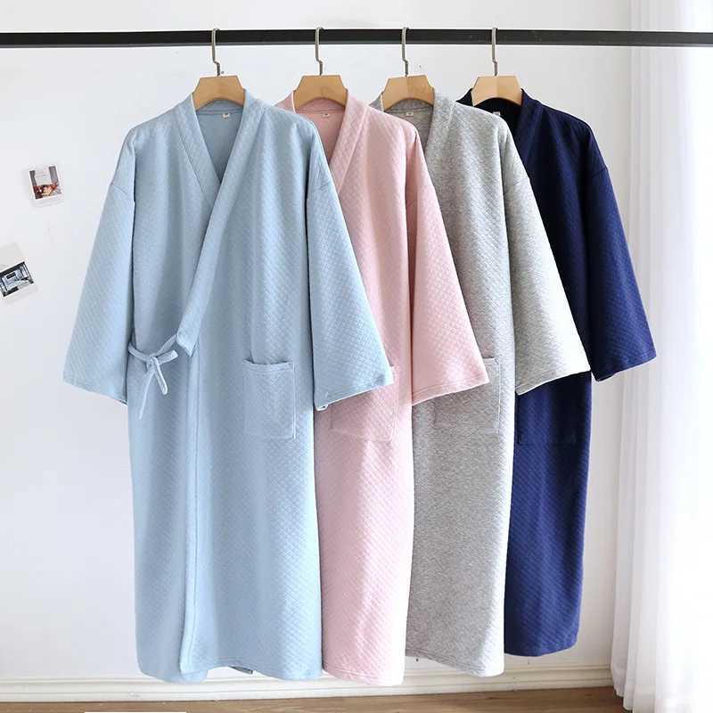 2024 Autumn Men Cotton Velvet Bath Robe Couples Matching Home Clothing Male Kimono Yukata Long Nightdress Men Casual BathrobeXJ241018