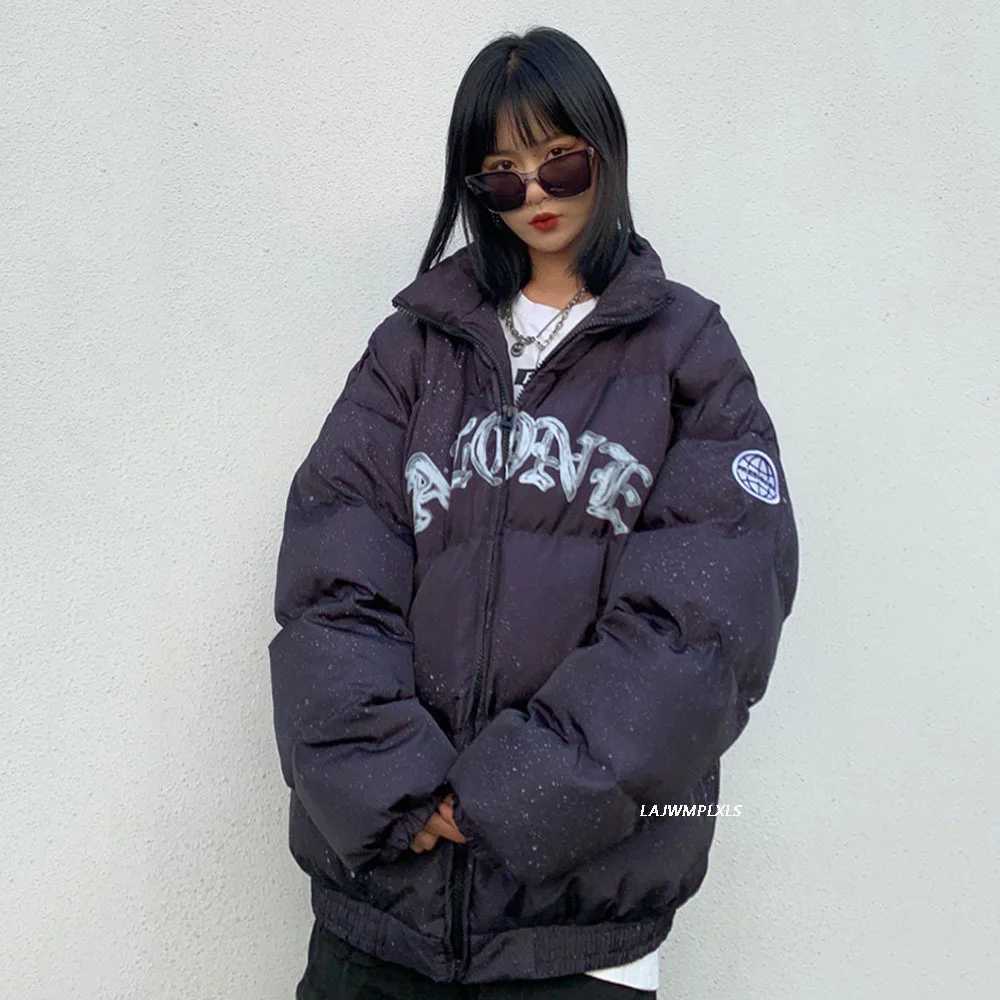 Women's Down Parkas Winter Jacket women 2023 Letter Embroidery Badge Strtwear Warm Thick Zipper Harajuku All-match Parka Jackets Coat Y241019H5IW