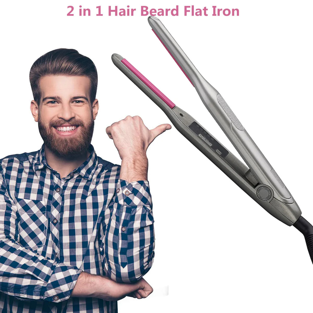 pencil flat iron with adjustable temperature small flat iron mini straightener suitable for mens Pixie short hair beard/bangs/edges 241018