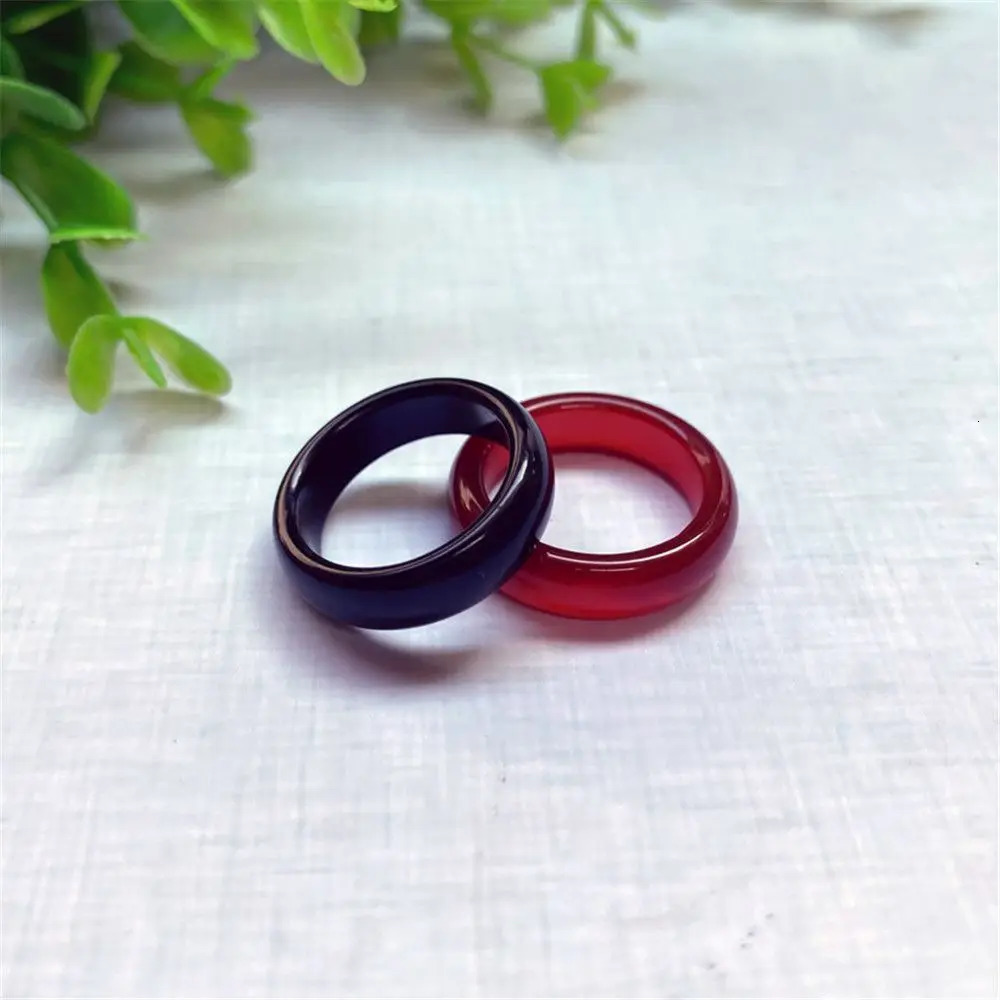 1PC Fashion Natural Stone Ring Unisex Black Green Red Agates Circle Finger Rings Wedding Band Christmas Charms Jewelry Gifts 241010