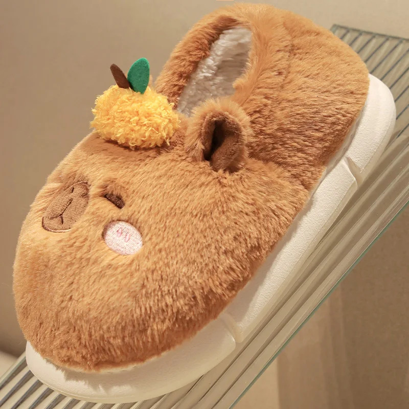 Highland Cow Capybara plush slider Christmas home cotton shoes cute animal anti slip indoor winter warm house slider gift 241018