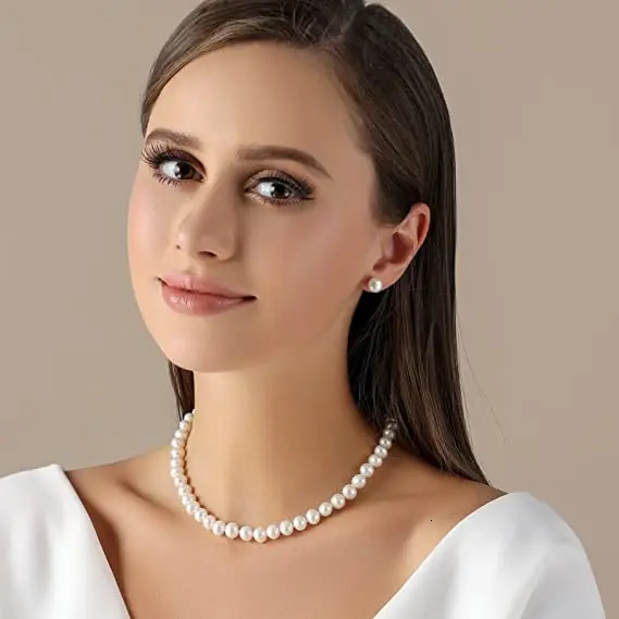 6-7mm freshwater culture womens pearl necklace genuine pearl necklace womens pure silver pearl necklace 241018
