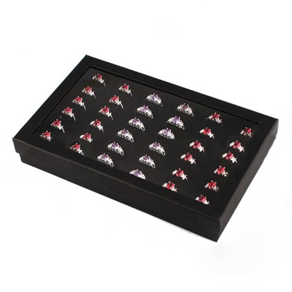 Portable Fashion Transparent 36 Slot Ring Display Stand Metal Earrings Bijoux Storage Box Jewelry Display Cabinet W241019