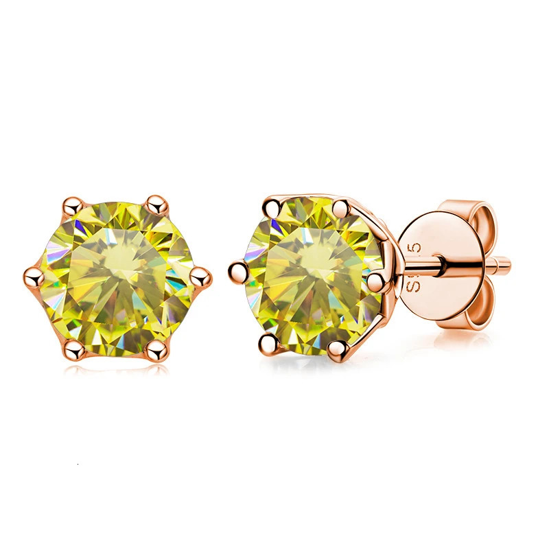 Butterflykiss 5/6.5mm female couple Mo silica stud earrings S925 pure silver rose gold plated wedding earrings jewelry gift 241018