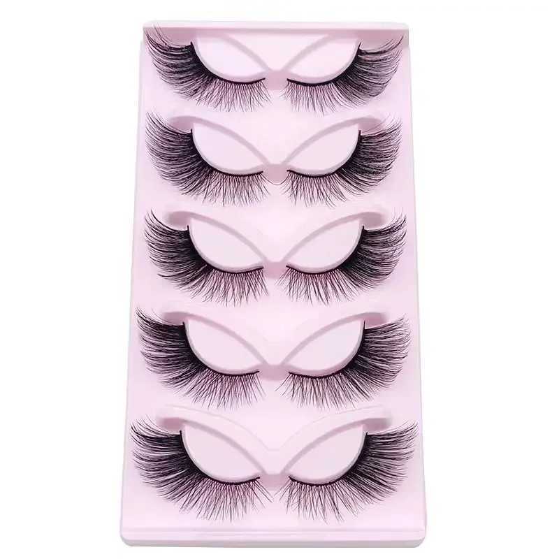 5 Pairs 3D False Eyelashes Cat Eyelash Natural Fake Lashes Wispy Makeup Faux Mink lashesXJ241019