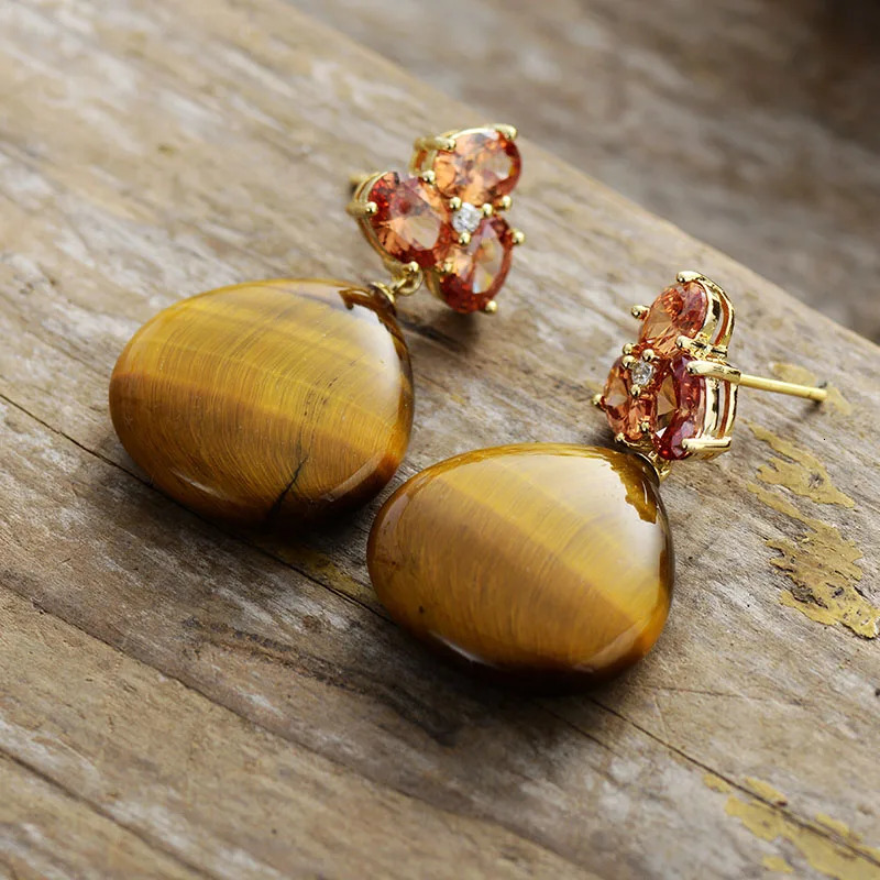 Luxury gold-plated amethyst stud pendant female earring designer fashionable and elegant jewelry 241018