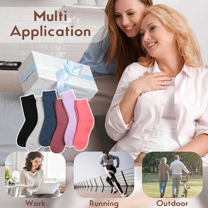 6 Pairs Wool Winter Socks Super Thicker Solid Sock Male Mens Socks Merino Plush Womens Soft Middle Tube Home Thermal SocksXJ241019