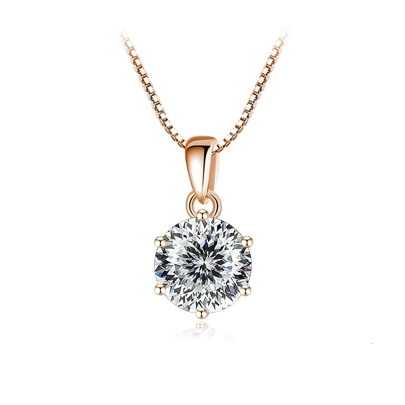 Butterflykiss 6.5mm 1.0 D Necklace Rose Gold Plated Pendant Original Genuine S925 Womens Silver Chain Jewelry 241018
