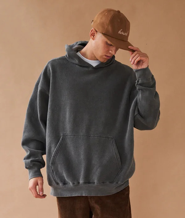 100% Cotton Washed Hoodie Sweatshirt Men Retro Vintage Graphic Hooded Pullover Harajuku Sweat Shirt HipHop 241019