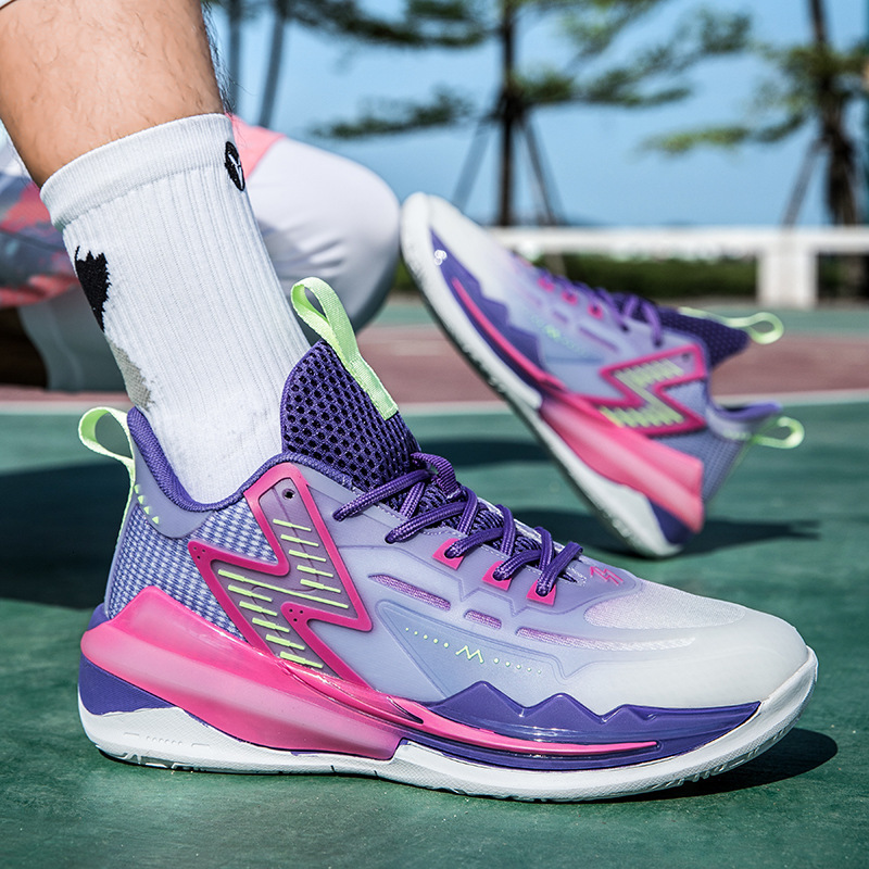 Night light basketball men's high top boots, tennis top, student practical sneakers, cement floor sports shoes, a pair