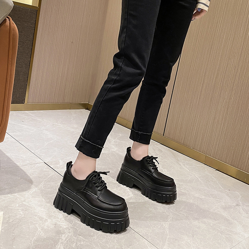 Inner height increased loafers for women, spring 2024 new item, sponge sole, lightweight, small, thick sole, British style small leather shoes