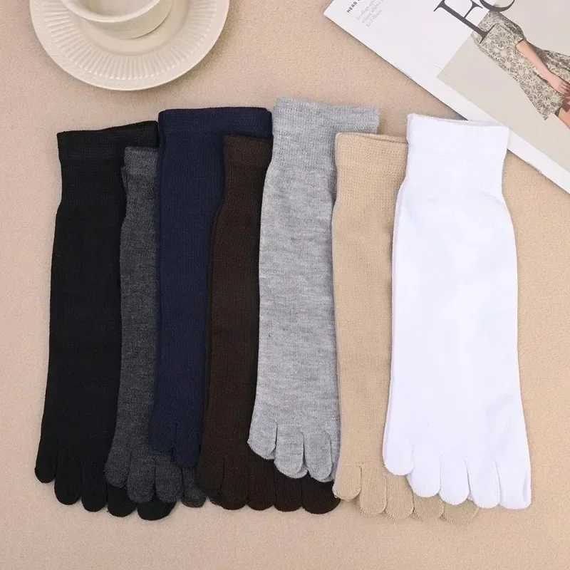 Toe Long Socks Autumn Winter Men Solid Color Warm Cotton Five Fingers Socks Daily Sports Running In Tube Socks Fashion AccessoryXJ241019