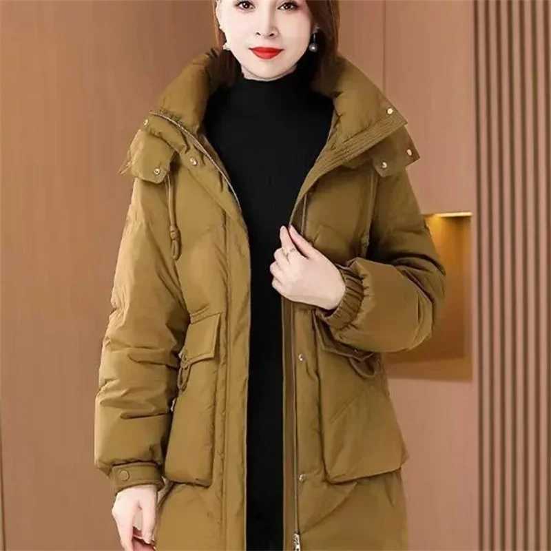 Warm Cotton Padded Coat Fashion Outwear Mother Ladies Winter 2024 New Down Jacket Women Parkas Long Thick Parkas Hooded Top TideX241019