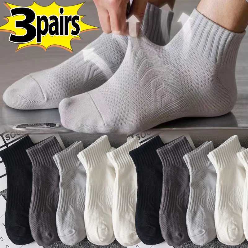 3Pairs Soft Men Black White Warm Cotton Socks Set Autumn Winter Male Solid Color Breathable Business Sport Short Socks For MenXJ241019