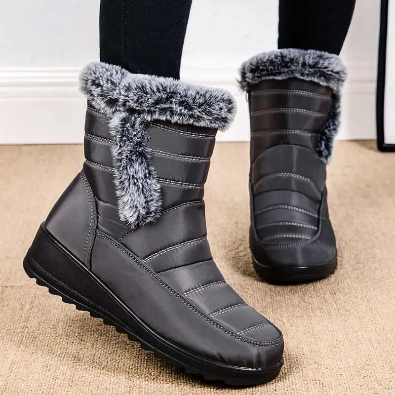 Snow boots womens plush womens shoes platform boots womens fur keep warm shoes womens flat casual winter boots Botas Mujer Y241019