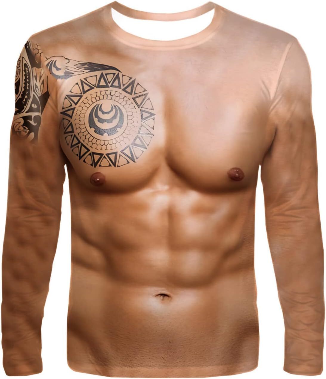 Long Sleeve Shirts for Men sweatshirt Men's FakeMuscle Short Sleeve T-Shirt 3D Printing Casual Funny Top Novelty Pattern Short-Sleeved Shirt leis