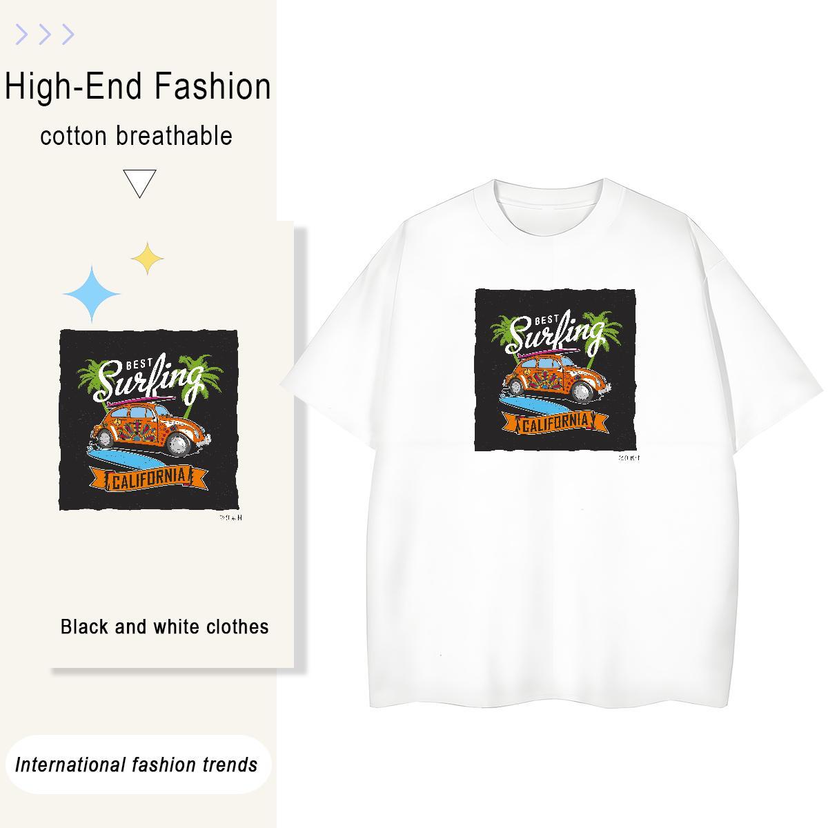 Stylist T-Shirts for Women 100% Cotton 230g Crew Neck Breathable Street car Tshirt for Man Woman Brand DIY Anime Printed Tee Shirt