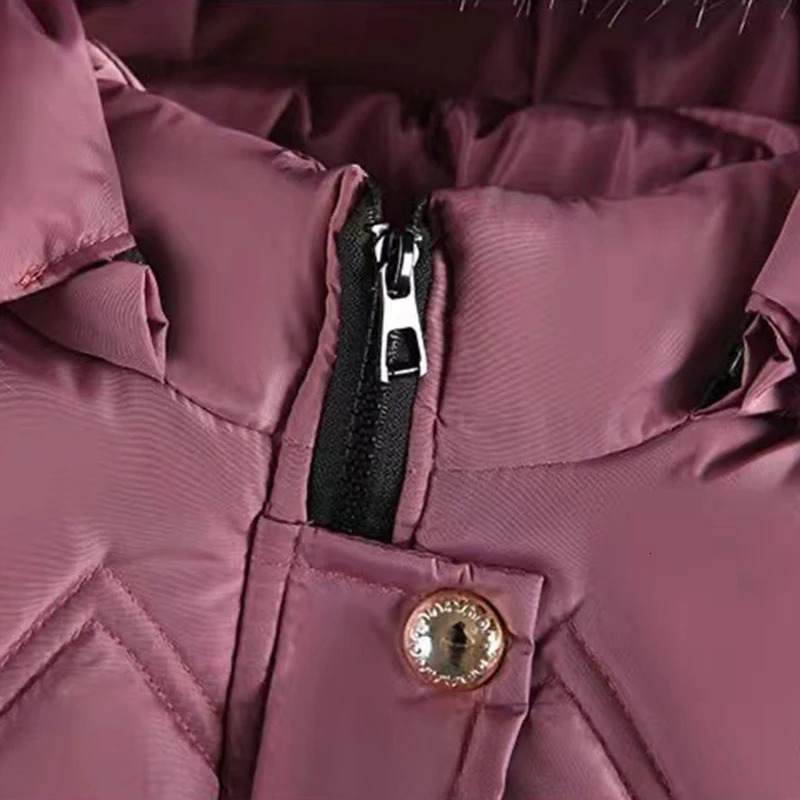 4 5 6 8 10 Years Winter Girls Coat Keep Warm Thicken Kids Jacket Hooded Zipper Fur Collar Princess Outerwear Childrens Clothing 241018