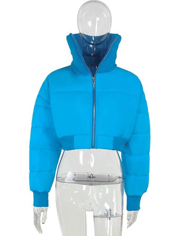 Women's Down Parkas Strange cat pads bubble puffs Parkas womens winter turtle neck zipper warm short jacket T-shirt fashionable hippie cut jacket