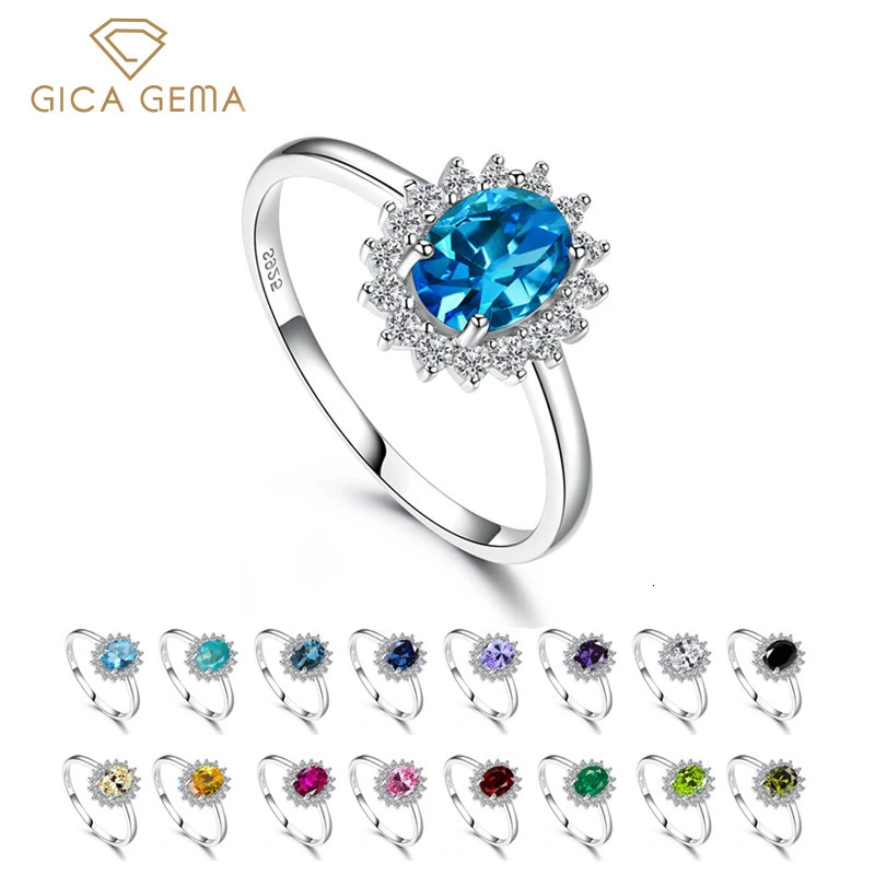 Gica Gema Colors Gemstone Rings 925 Sterling Silver 79 Mm Flower Unique n Romantic Fine Jewelry Fashion Wedding Gifts 241010