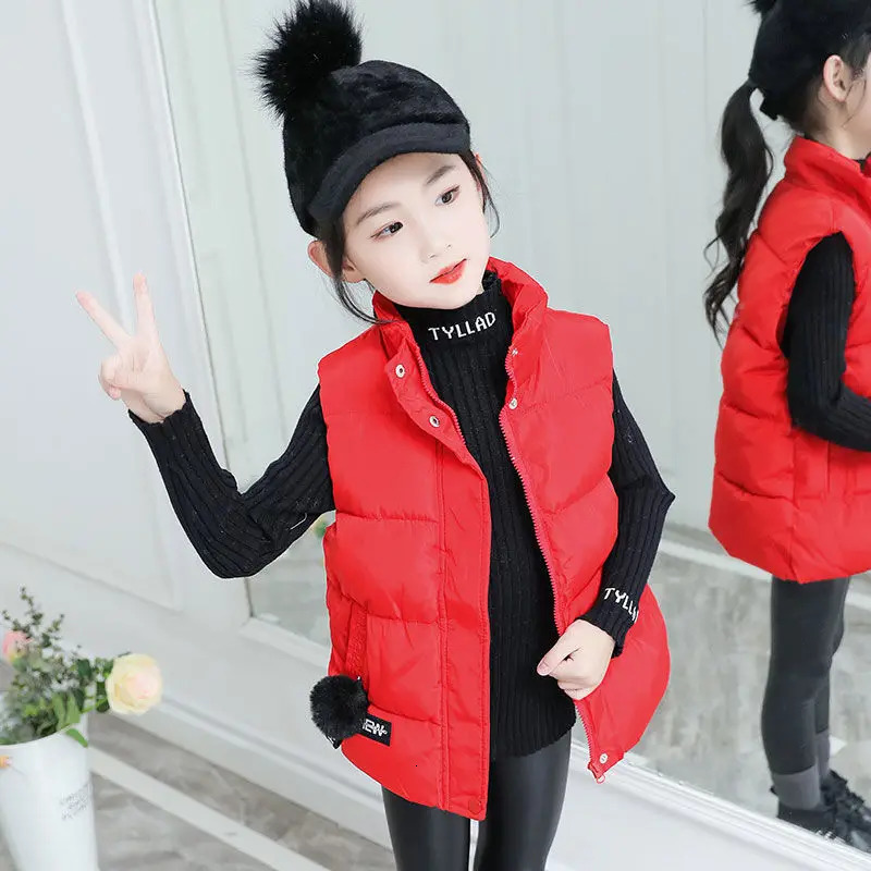 Childrens Winter Solid Color Vest for Boys and Girls Wearing Vests Big Kids Baby Warm Sleeveless 241018