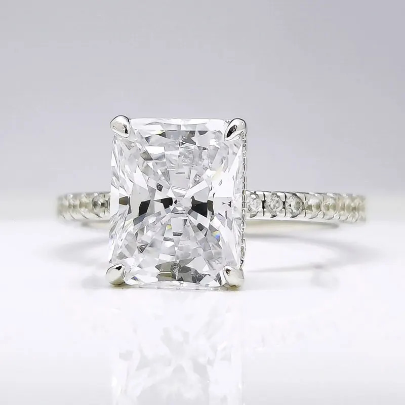 DEZO Card Engagement Ring 2/3/4ct Radiant Cut D-Color Solid 925 Silver Womens Wedding Jewelry Gift 241007