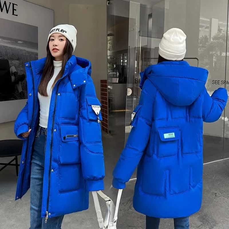 2023 New Women Jacket Winter Parka Down Cotton JacketsLoose Thick Warm Hooded Parkas Casual Long Coat Waterproof OutwearX241019