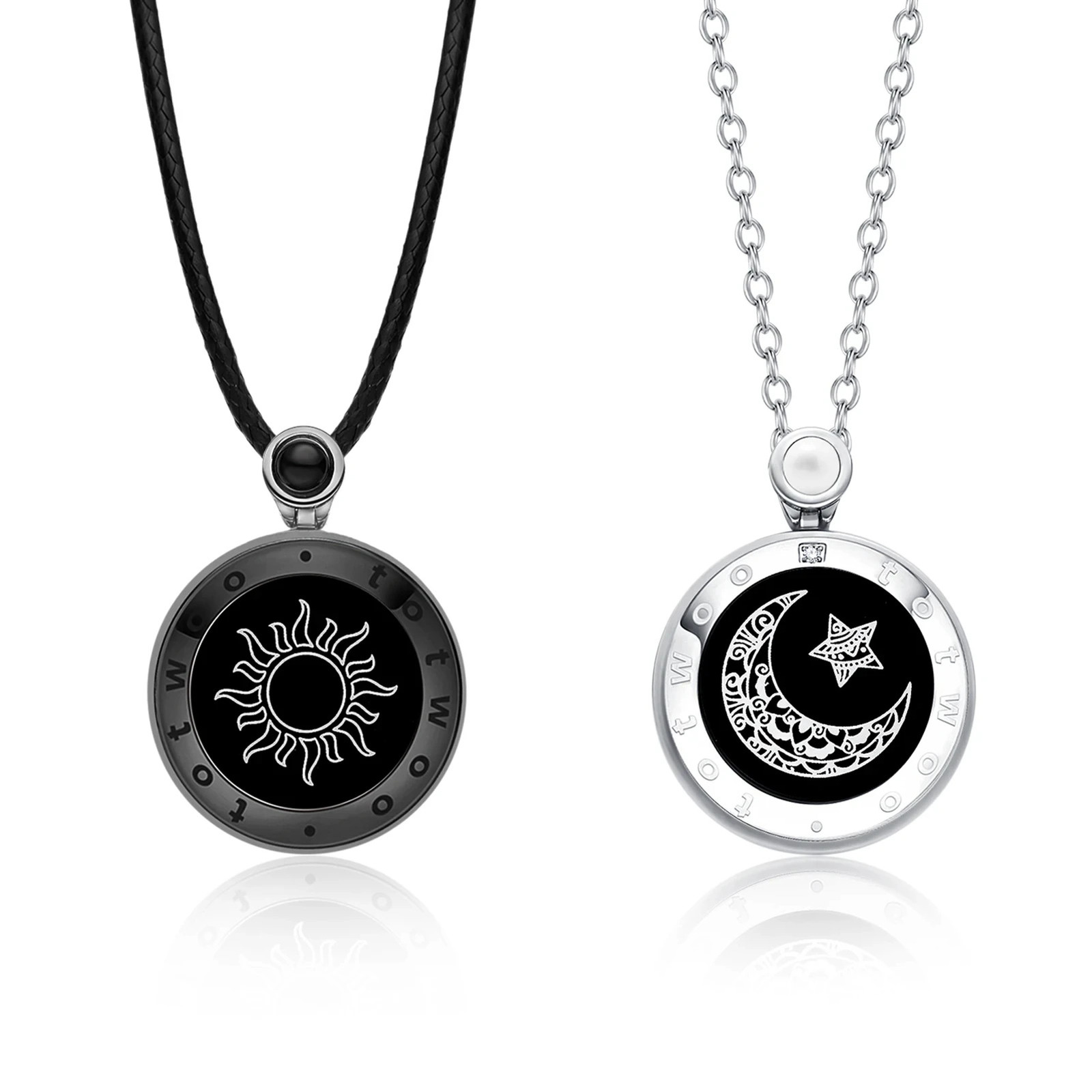 Totwo couple touch necklace with natural agate for long-distance relationship gifts 241018
