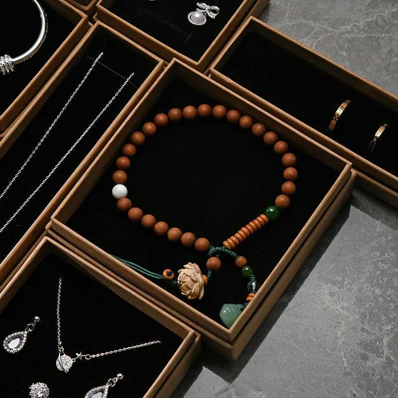 1 piece of kraft paper jewelry box bracelet necklace ring earring box handle wedding gift packaging box jewelry accessories W241019